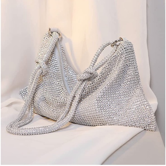 Octavia Silver Rhinestone Shoulder Bag